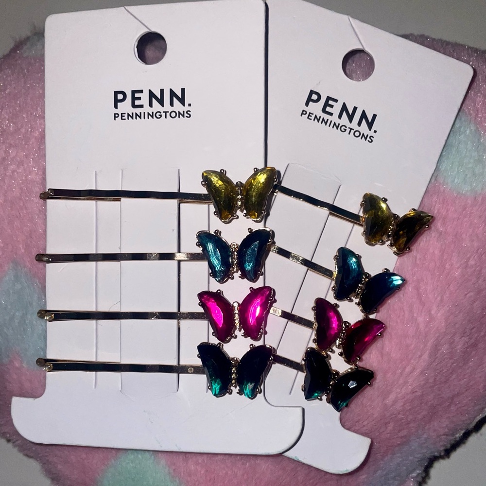 NWT 2 sets of Vibrant Butterfly Hair Clips